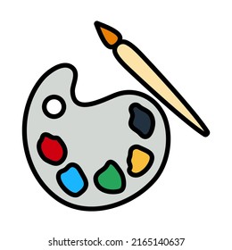 Icon Of School Palette. Editable Bold Outline With Color Fill Design. Vector Illustration.