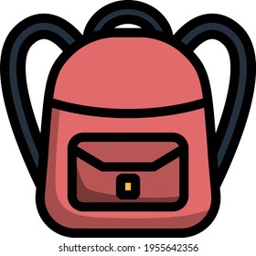 Icon Of School Rucksack. Editable Bold Outline With Color Fill Design. Vector Illustration.