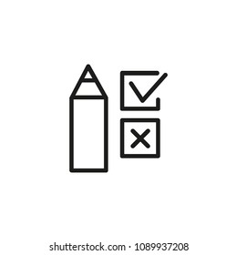 Icon of school test. Pencil, mark, choice. Exam concept. Can be used for topics like questionnaire, vote, university