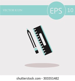 Icon of school tools. pencil, ruler