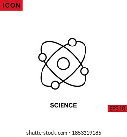 Icon science with atom nuclear. Outline, line or linear vector icon symbol sign collection for mobile concept and web apps design.