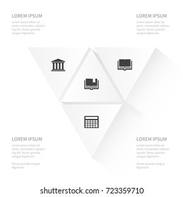 Icon Science Set Of Museum, Encyclopedia, Book And Other Vector Objects. Also Includes Book, Museum, Court Elements.