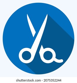 Icon Scissor - Long Shadow Style - Simple illustration, Editable stroke, Design template vector, Good for prints, posters, advertisements, announcements, info graphics, etc.