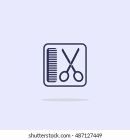 Icon of scissors with comb- sign barbershop.