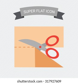 Icon of scissors cutting cloth piece