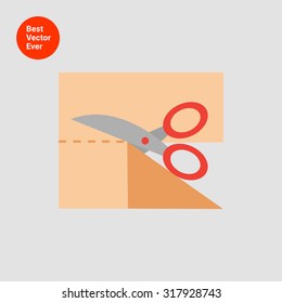 Icon of scissors cutting cloth piece