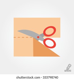 Icon of scissors cutting cloth piece