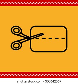 Icon of scissors cutting credit card