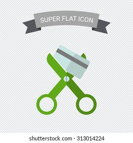 Icon of scissors cutting credit card