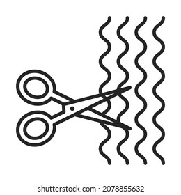 Icon of scissors cutting hair vector isolated. Hairdresser symbol, hairdresser professional tool.
