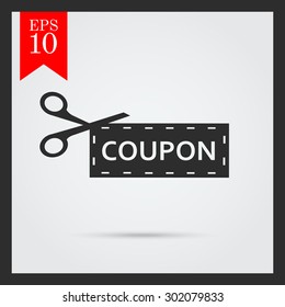 Icon of scissors cutting out discount coupon