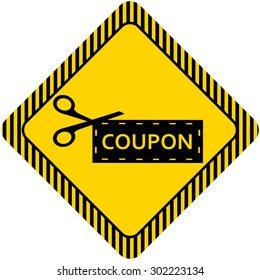 Icon of scissors cutting out discount coupon