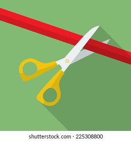 Icon of Scissors Cutting the Ribbon. 