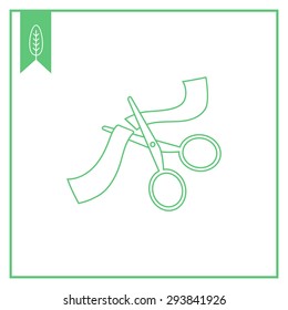 Icon of scissors cutting ribbon