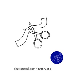 Icon of scissors cutting ribbon