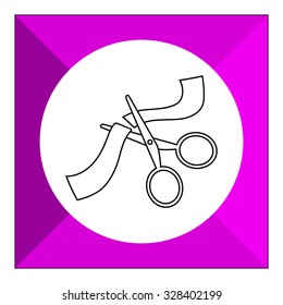 Icon of scissors cutting ribbon
