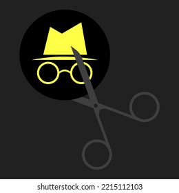 icon of scissors that cut the anonymity icon