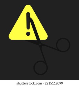 icon of scissors that cut the danger icon