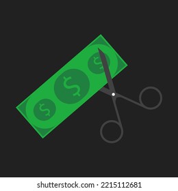 icono de tijeras que cortan dinero