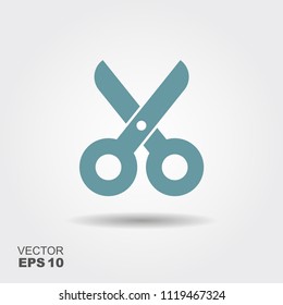 Icon scissors. Vector flat logo symbol cutting