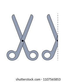 Icon of scissors. Vector illustration for your design on a white background