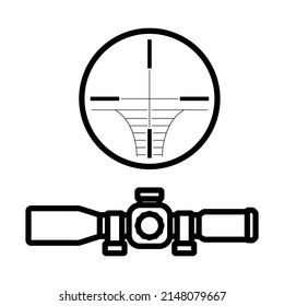 Scope-Symbol. Feines Rahmendesign mit bearbeitbarer Hubbreite. Vektorgrafik.