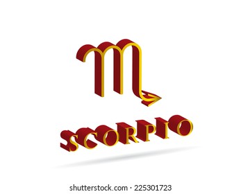 icon. Scorpio zodiac sign red and gold color on a white background