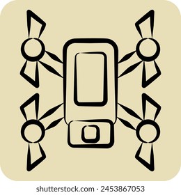 Icon Scouting Drone. related to Drone symbol. hand drawn style. simple design illustration