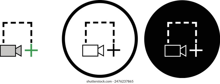 icon Screen Recording black outline for web site design 
and mobile dark mode apps 
Vector illustration on a white background
