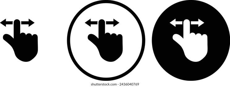 icon Screen touch swipe black outline for web site design 
and mobile dark mode apps 
Vector illustration on a white background