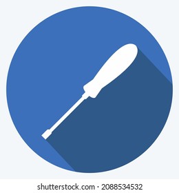 Icon Screw Driver - Long Shadow Style - Simple illustration,Editable stroke,Design template vector, Good for prints, posters, advertisements, announcements, info graphics, etc.