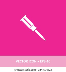 Icon of Screw Driver on Magenta Color Background. Eps-10.