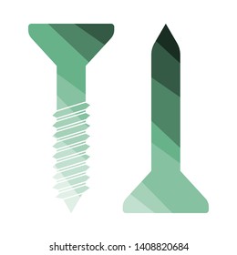 Icon Of Screw And Nail. Flat Color Ladder Design. Vector Illustration.