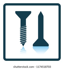 Icon of screw and nail. Shadow reflection design. Vector illustration.