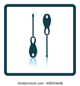 Icon of screwdriver. Shadow reflection design. Vector illustration.