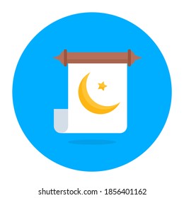Icono de la letra de desplazamiento en diseño plano, desplazamiento de mensajes ramadán 