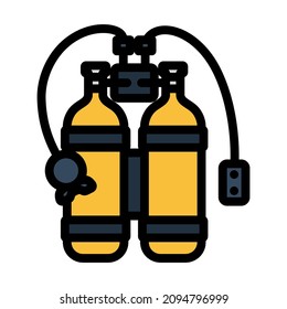 Icon Of Scuba. Editable Bold Outline With Color Fill Design. Vector Illustration.