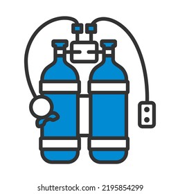 Icon Of Scuba. Editable Bold Outline With Color Fill Design. Vector Illustration.