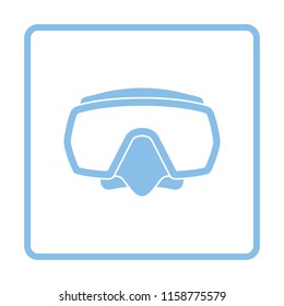Icon of scuba mask . Blue frame design. Vector illustration.