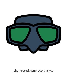 Icon Of Scuba Mask. Editable Bold Outline With Color Fill Design. Vector Illustration.