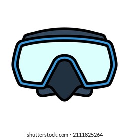 Icon Of Scuba Mask. Editable Bold Outline With Color Fill Design. Vector Illustration.