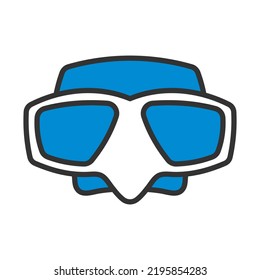 Icon Of Scuba Mask. Editable Bold Outline With Color Fill Design. Vector Illustration.