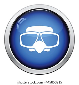 Icon of scuba mask . Glossy button design. Vector illustration.