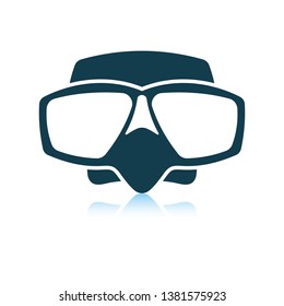 Icon of scuba mask . Shadow reflection design. Vector illustration.