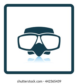 Icon of scuba mask . Shadow reflection design. Vector illustration.