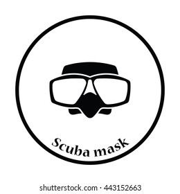 Icon of scuba mask. Thin circle design. Vector illustration.