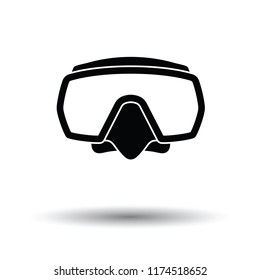 Icon of scuba mask . White background with shadow design. Vector illustration.