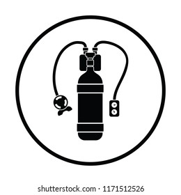 Icon of scuba. Thin circle design. Vector illustration.