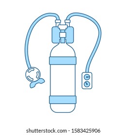 Icon Of Scuba. Thin Line With Blue Fill Design. Vector Illustration.