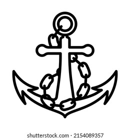 Icon Of Sea Anchor. Bold outline design with editable stroke width. Vector Illustration.